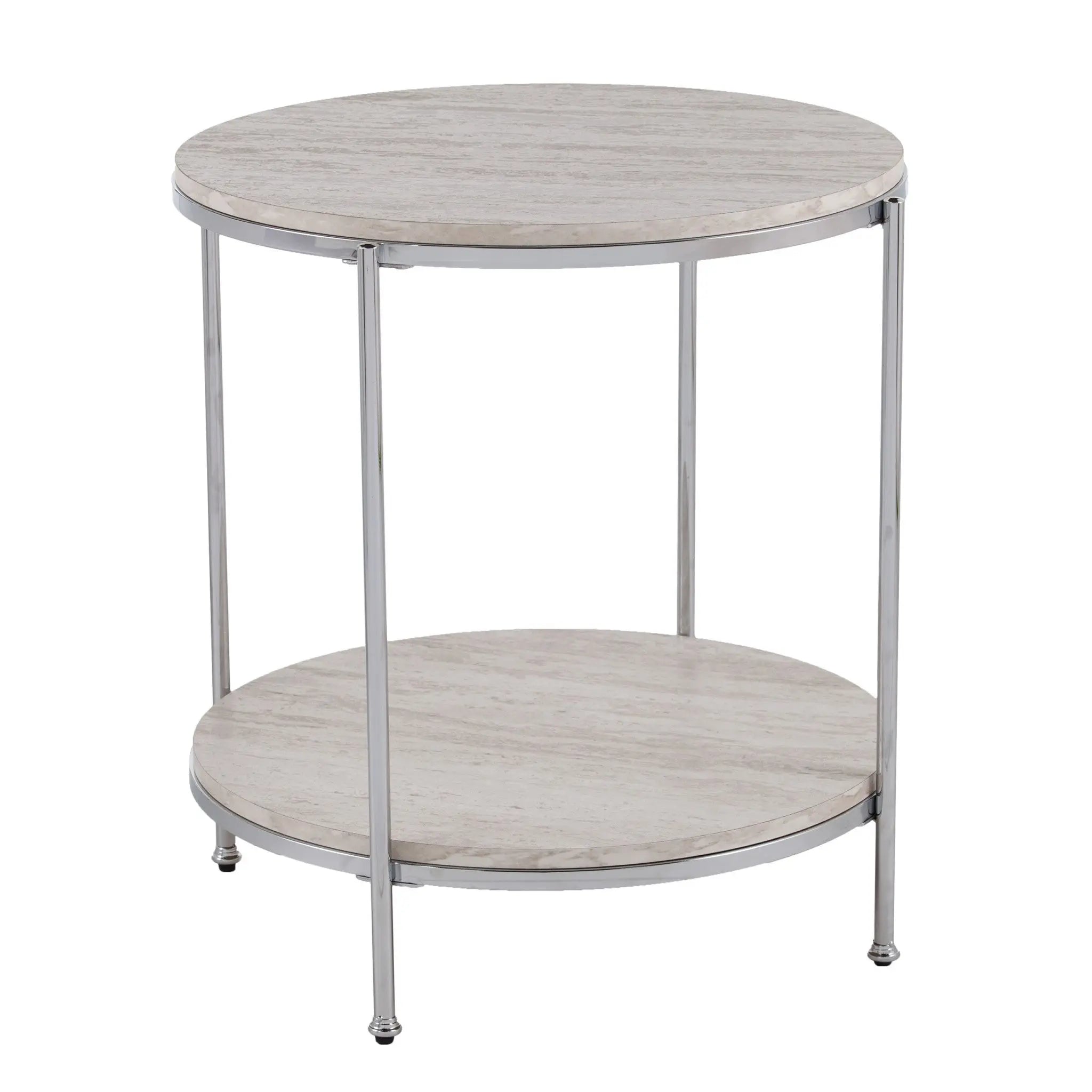 24" Chrome Manufactured Wood And Iron Rectangular End Table With Shelf Homeroots Living Room