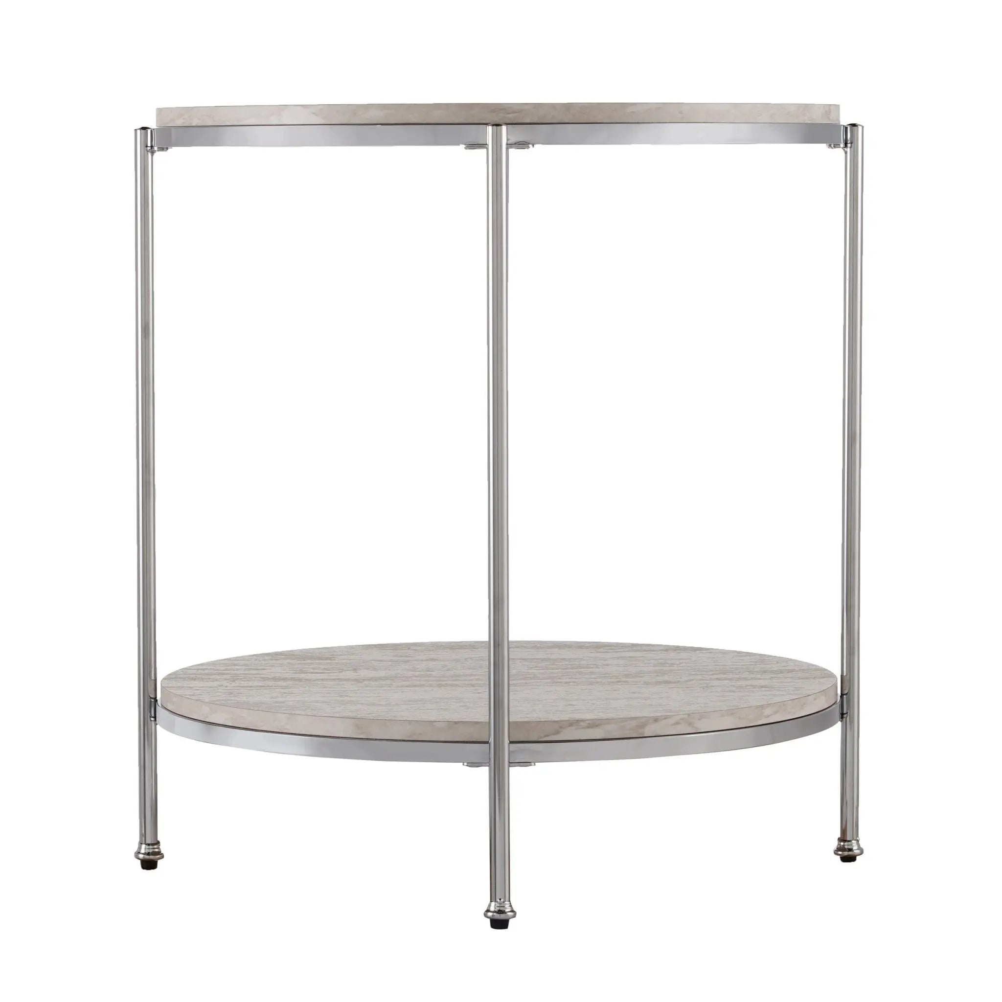24" Chrome Manufactured Wood And Iron Rectangular End Table With Shelf Homeroots Living Room
