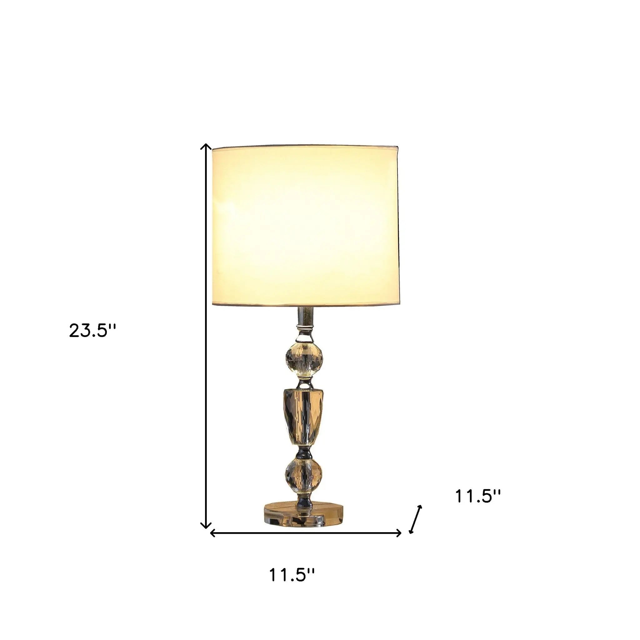 24" Clear And Silver Faux Crystal And Metal Table Lamp With White Drum Shade Homeroots Lighting