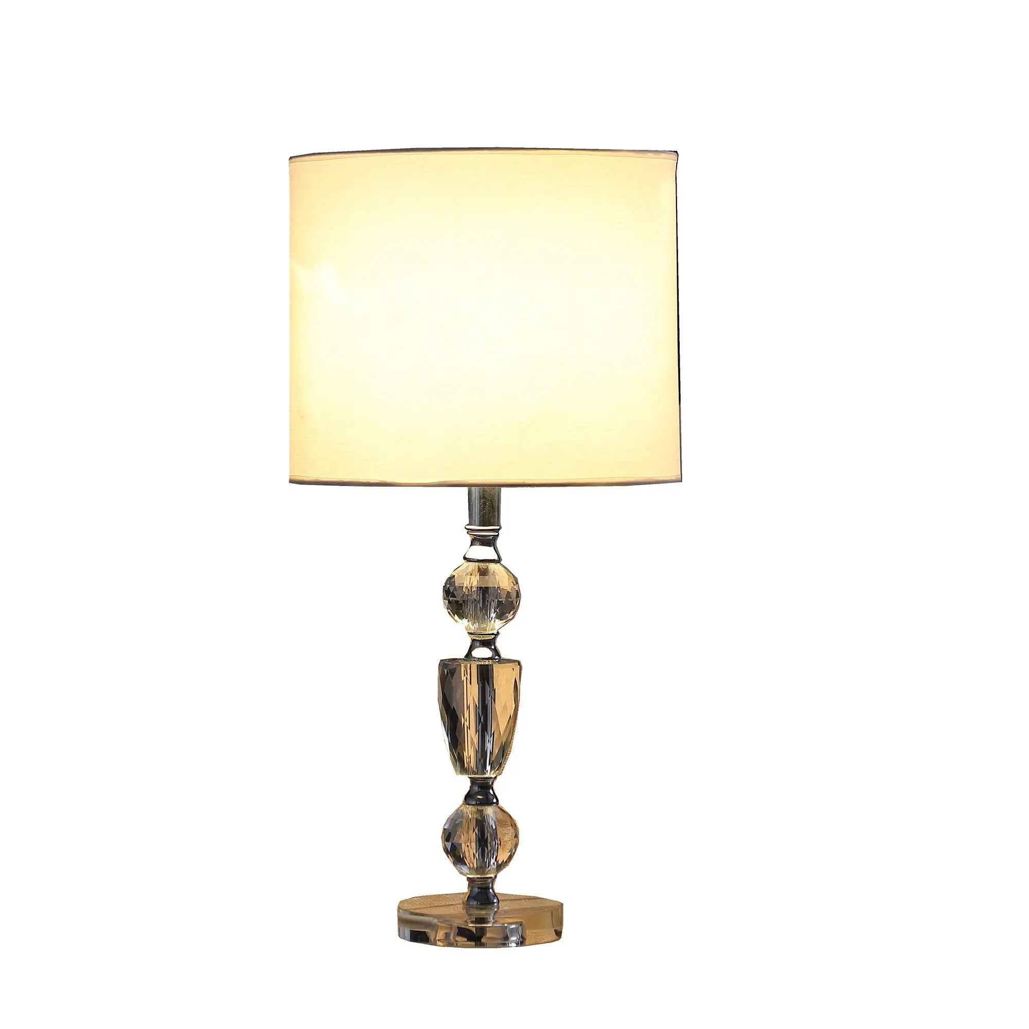 24" Clear And Silver Faux Crystal And Metal Table Lamp With White Drum Shade Homeroots Lighting