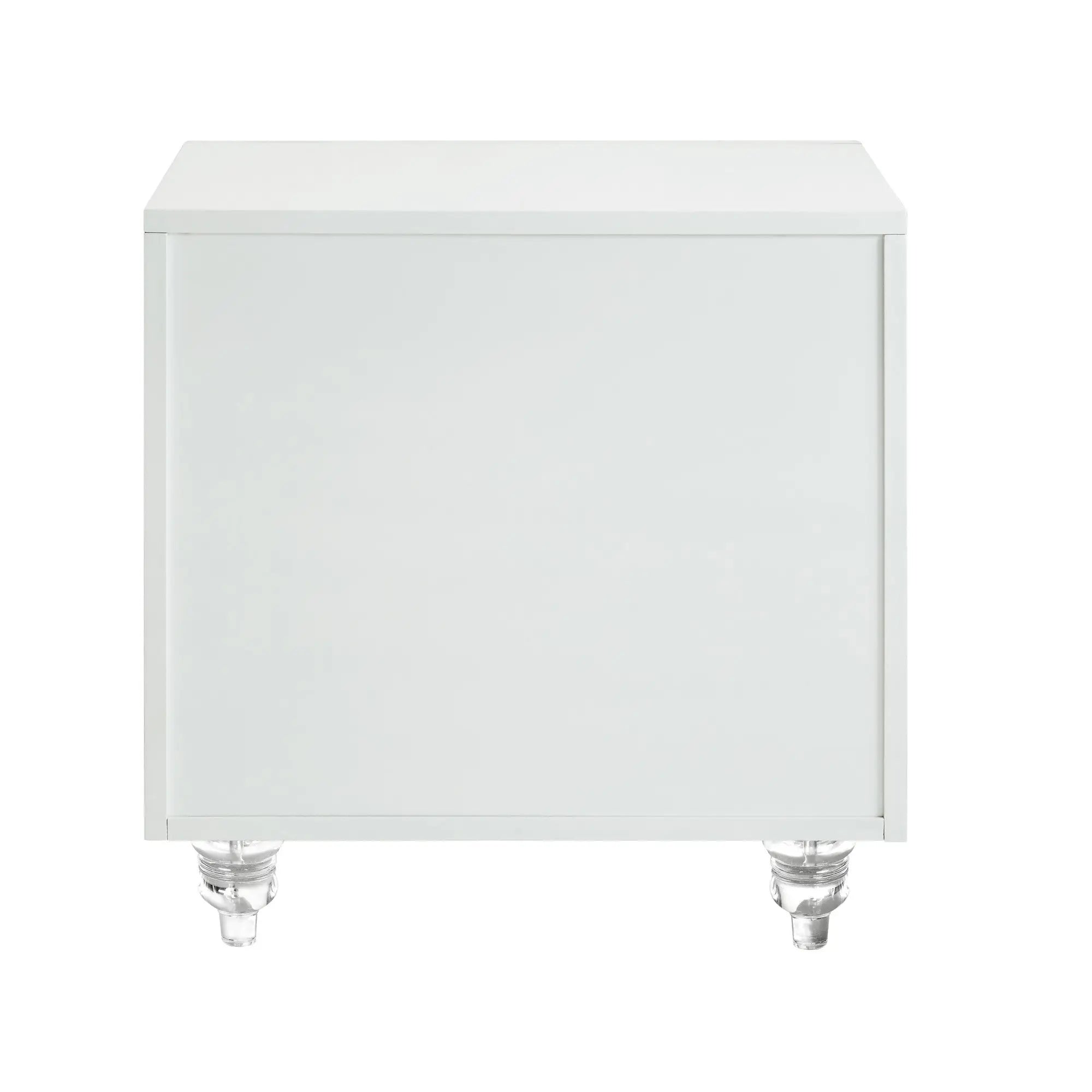 24" Clear And White Wood Mirrored End Table With Three Drawers Homeroots