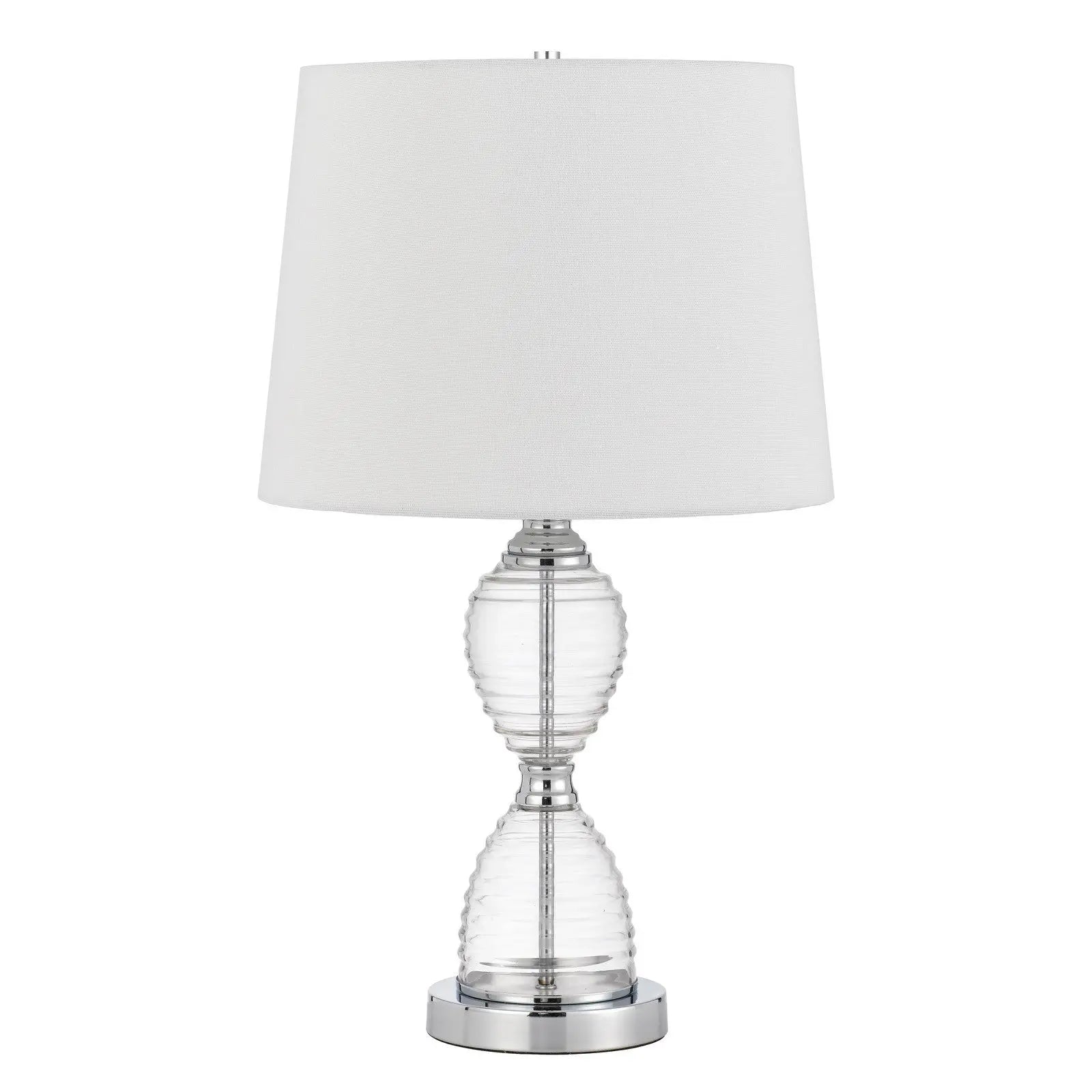 24" Clear Metal Table Lamp With White Empire Shade Homeroots Lighting