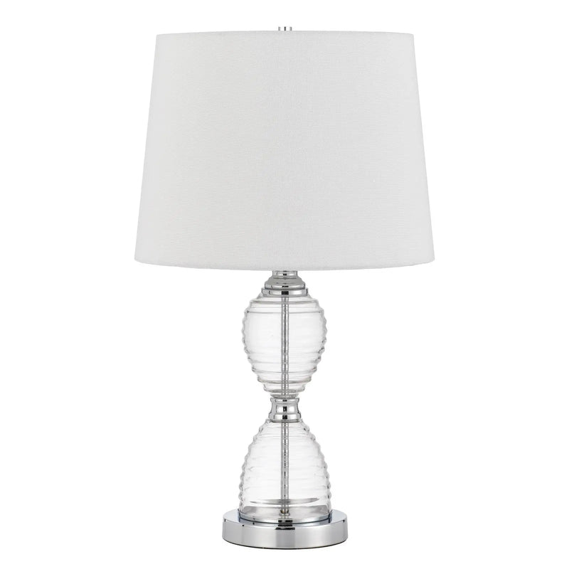 24" Clear Metal Table Lamp With White Empire Shade Homeroots Lighting