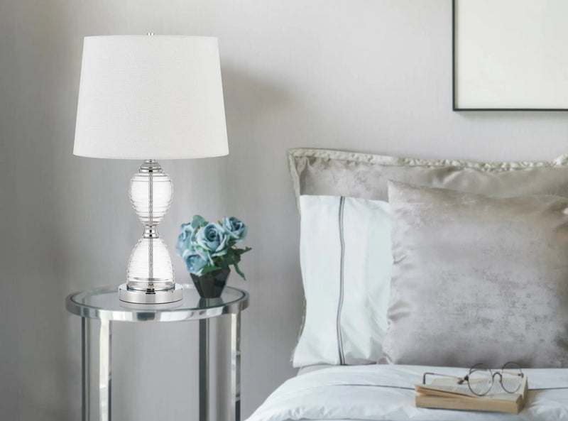24" Clear Metal Table Lamp With White Empire Shade Homeroots Lighting