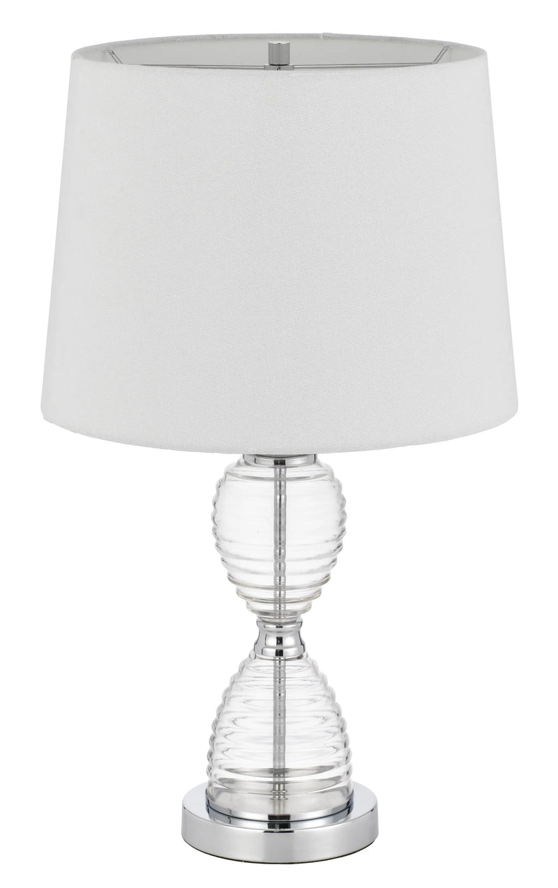 24" Clear Metal Table Lamp With White Empire Shade Homeroots Lighting