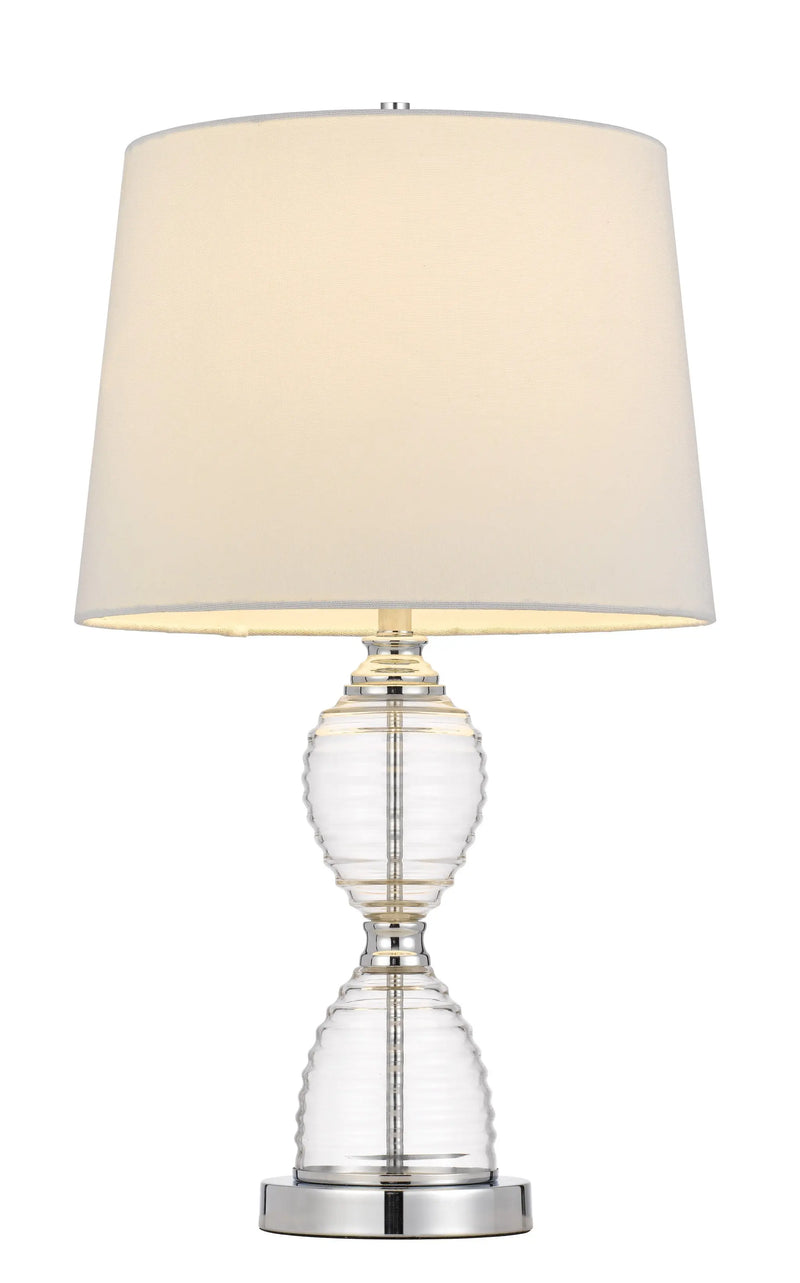 24" Clear Metal Table Lamp With White Empire Shade Homeroots Lighting