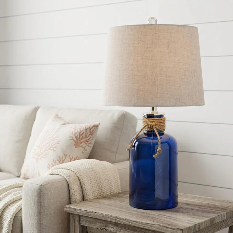 24" Clear Novelty Table Lamp With Drum Shade Homeroots Lighting