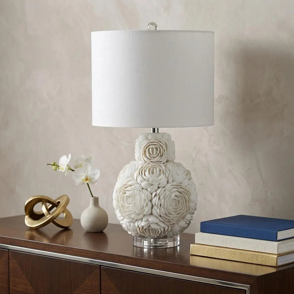 24" Clear Novelty Table Lamp With Drum Shade Homeroots Lighting