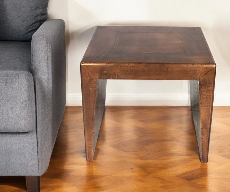 24" Copper Wood and Metal Square End Table Homeroots Living Room