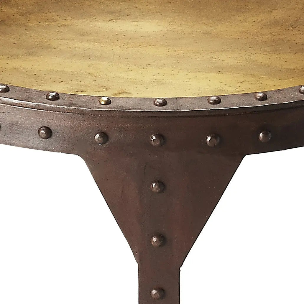 24" Copper and Bronze Metal Round Pedestal End Table - GreatEagleInc
