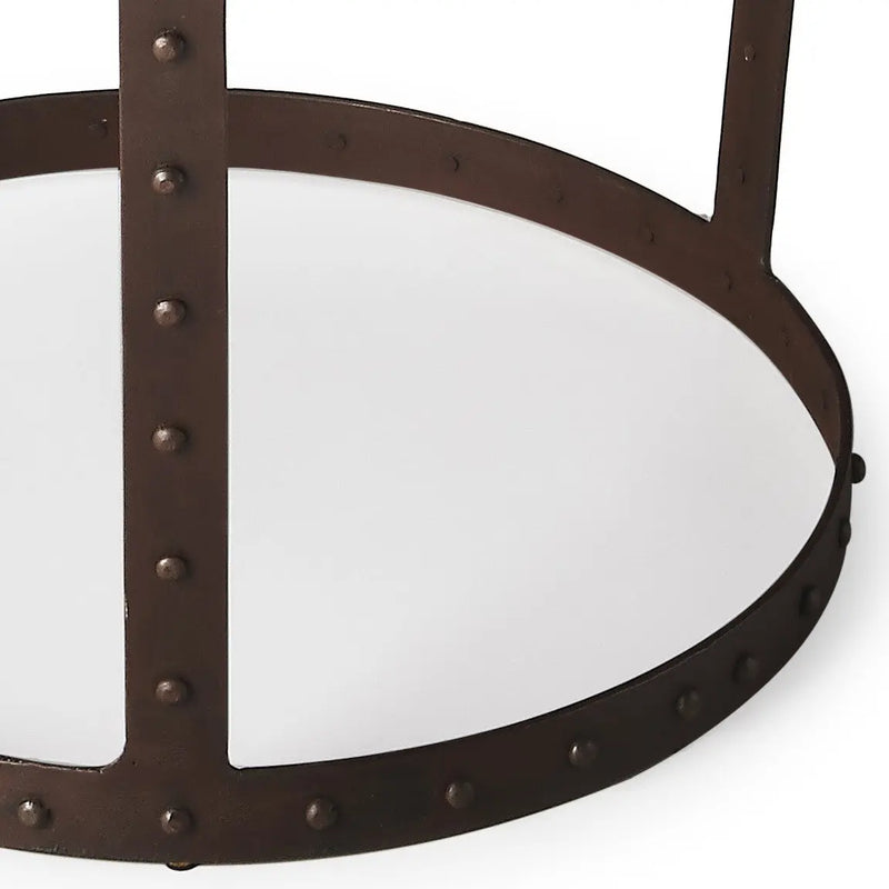 24" Copper and Bronze Metal Round Pedestal End Table - GreatEagleInc