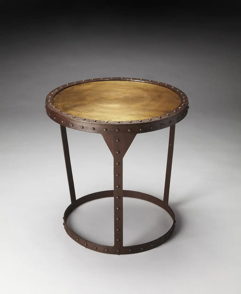 24" Copper and Bronze Metal Round Pedestal End Table - GreatEagleInc