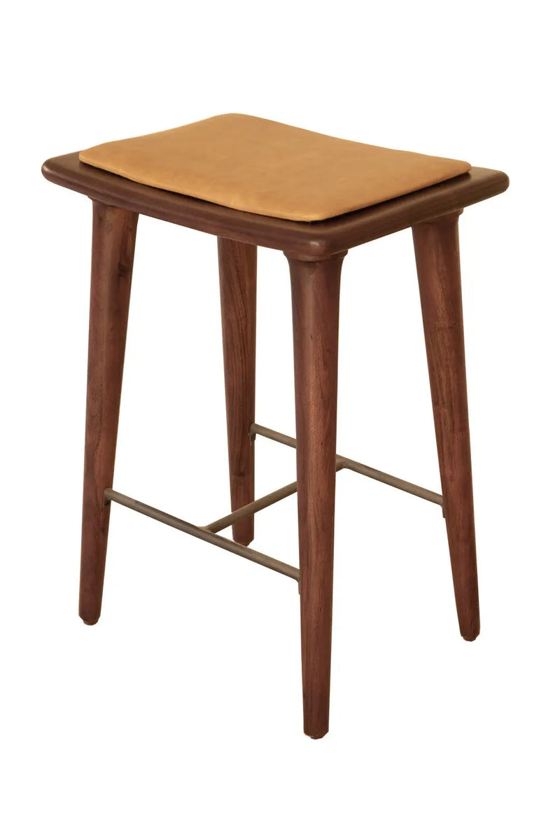 24" Cream And Brown Solid Wood Backless Counter Height Bar Chair Homeroots Living Room