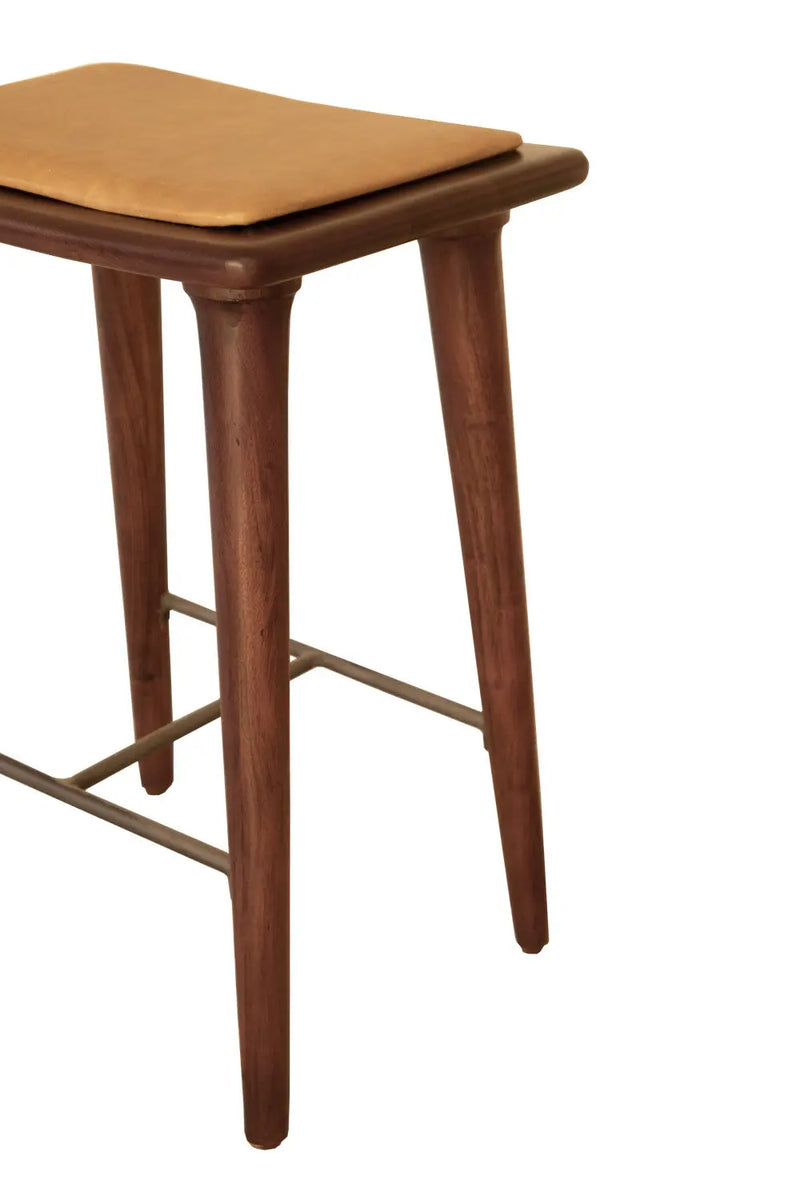 24" Cream And Brown Solid Wood Backless Counter Height Bar Chair Homeroots Living Room