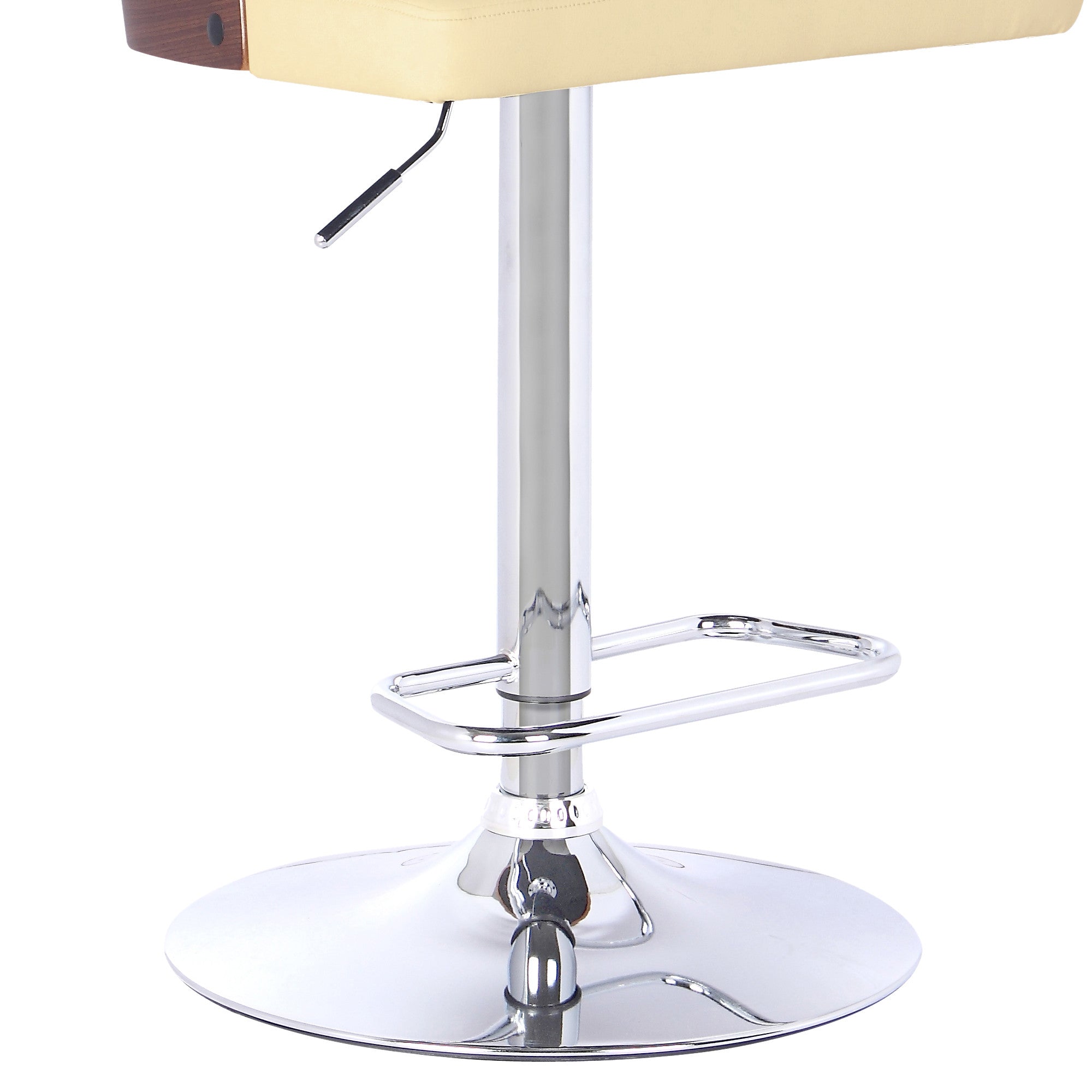 24" Cream And Silver Faux Leather And Iron Low Back Adjustable Height Bar Chair - GreatEagleInc