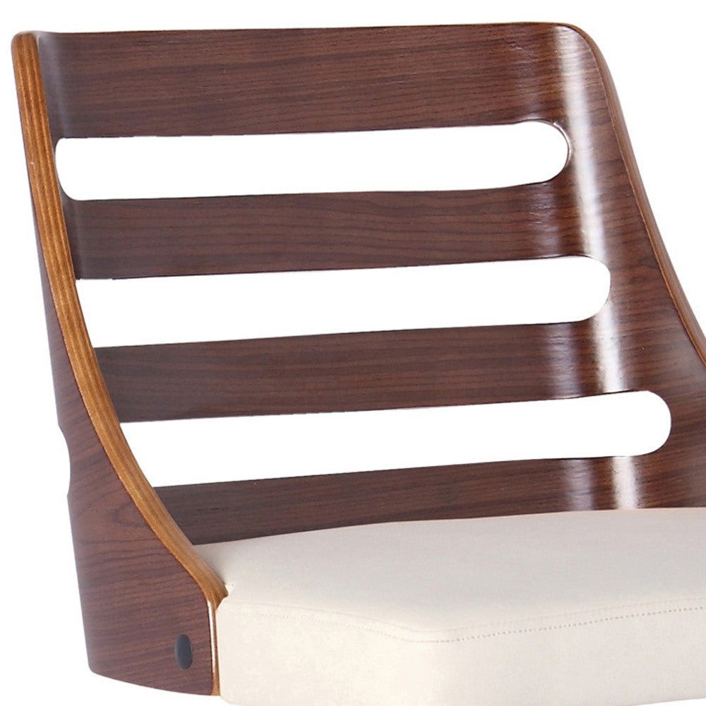 24" Cream And Silver Faux Leather And Iron Low Back Adjustable Height Bar Chair - GreatEagleInc