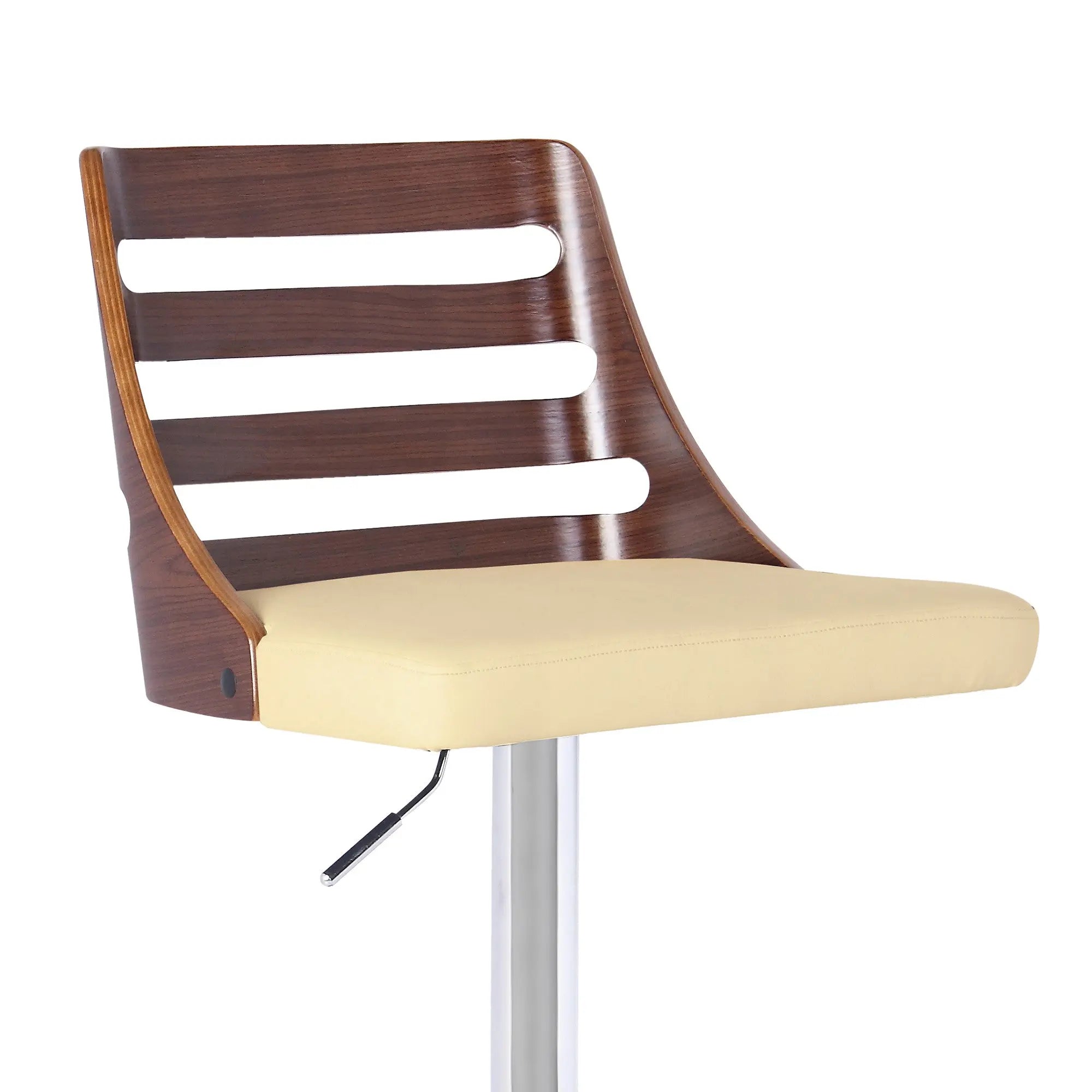 24" Cream And Silver Faux Leather And Iron Low Back Adjustable Height Bar Chair - GreatEagleInc