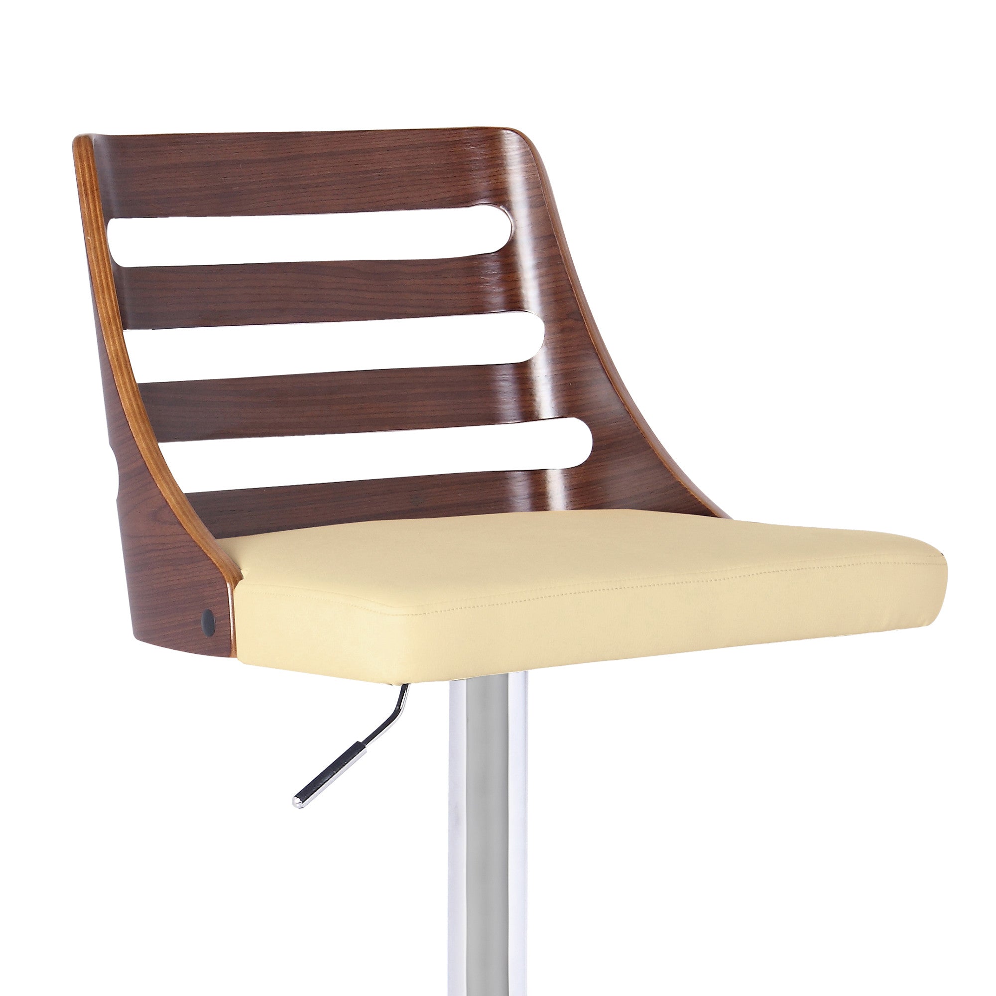 24" Cream And Silver Faux Leather And Iron Low Back Adjustable Height Bar Chair - GreatEagleInc