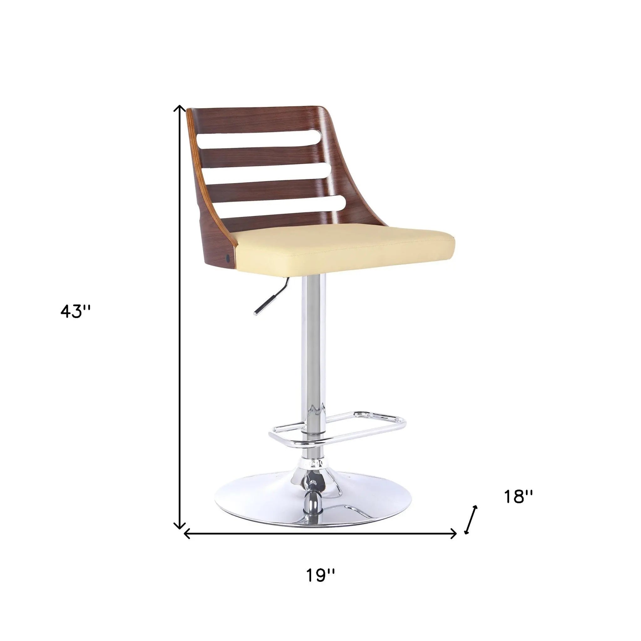 24" Cream And Silver Faux Leather And Iron Low Back Adjustable Height Bar Chair - GreatEagleInc