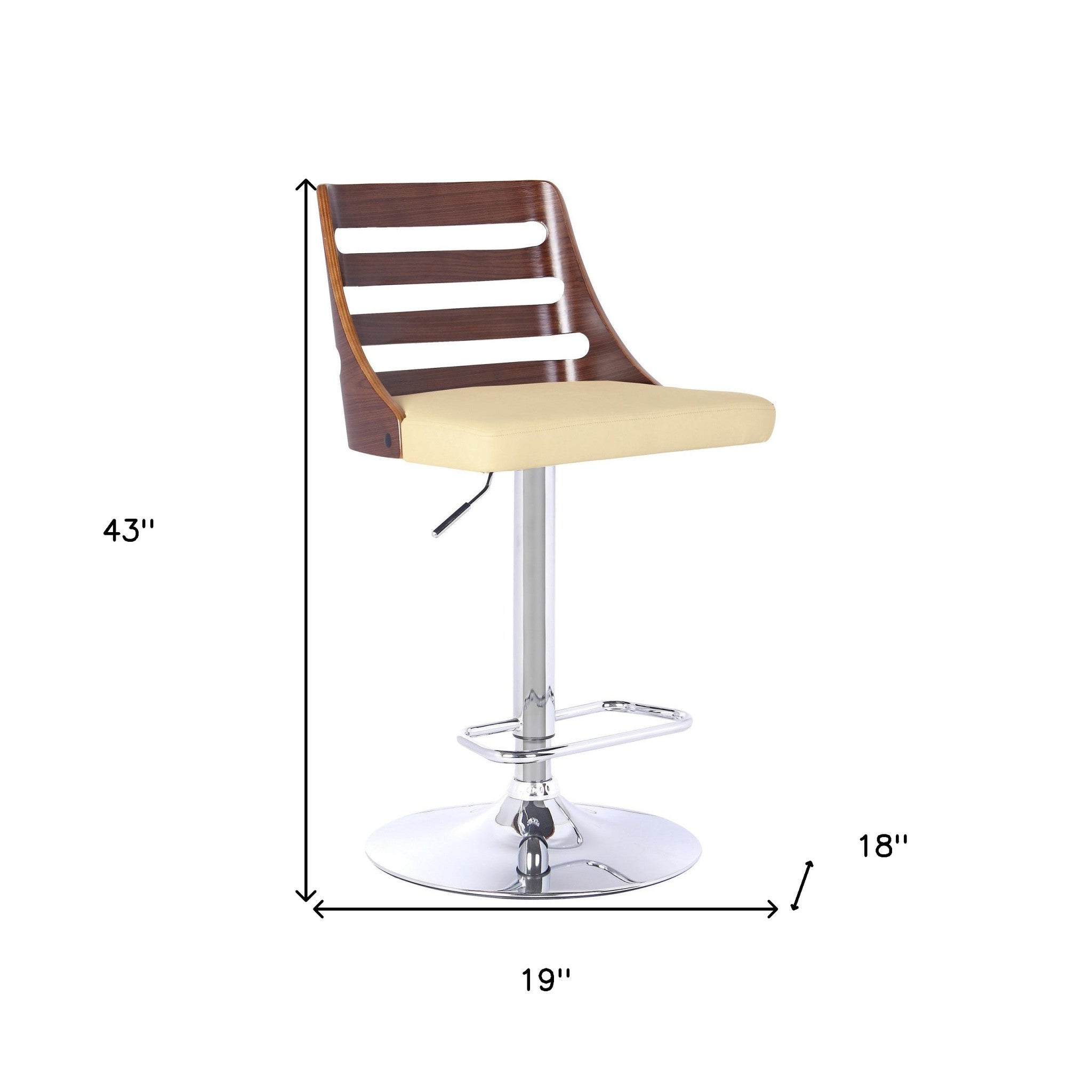 24" Cream And Silver Faux Leather And Iron Low Back Adjustable Height Bar Chair - GreatEagleInc