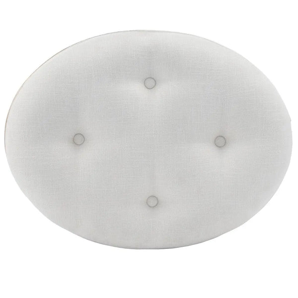 24" Cream Linen And Silver Metallic Round Ottoman Homeroots Living Room