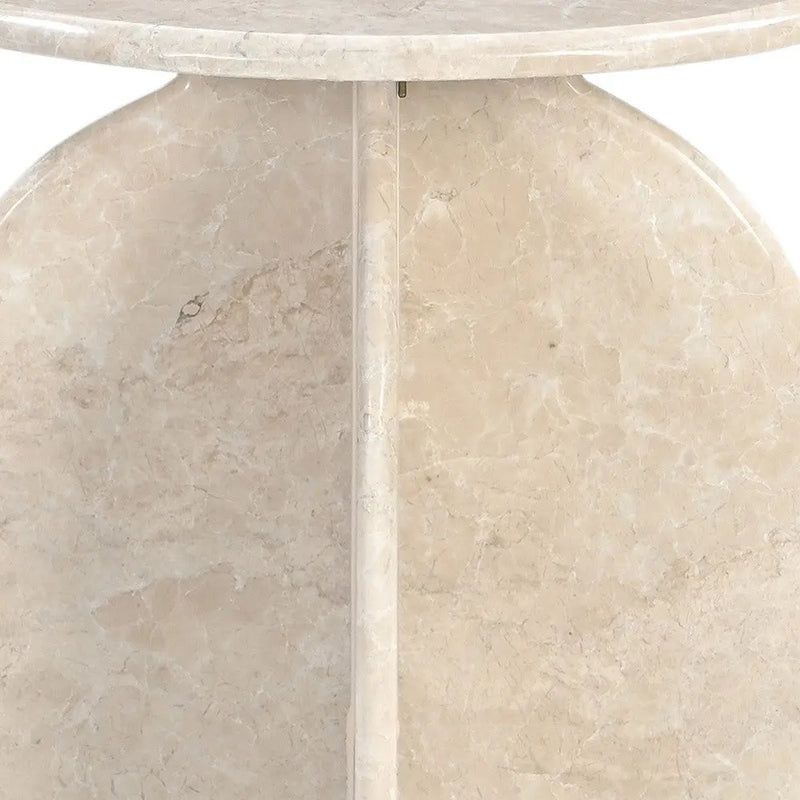 24" Cream Marble Round Pedestal End Table Homeroots Living Room