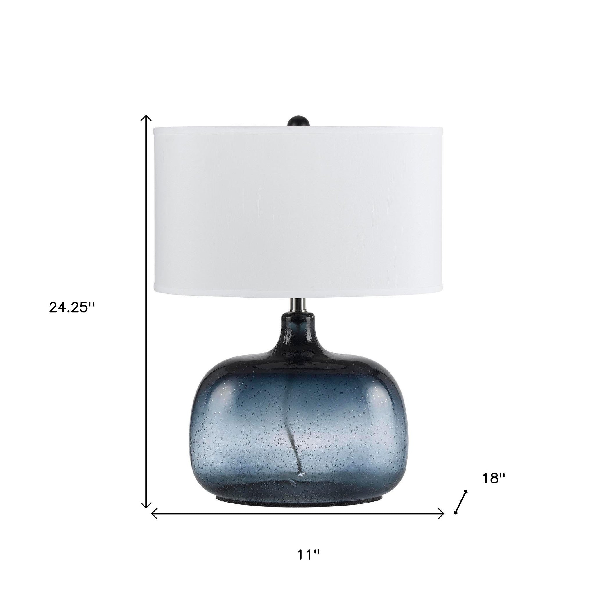 24" Dark Blue Glass Table Lamp With White Novelty Shade - GreatEagleInc