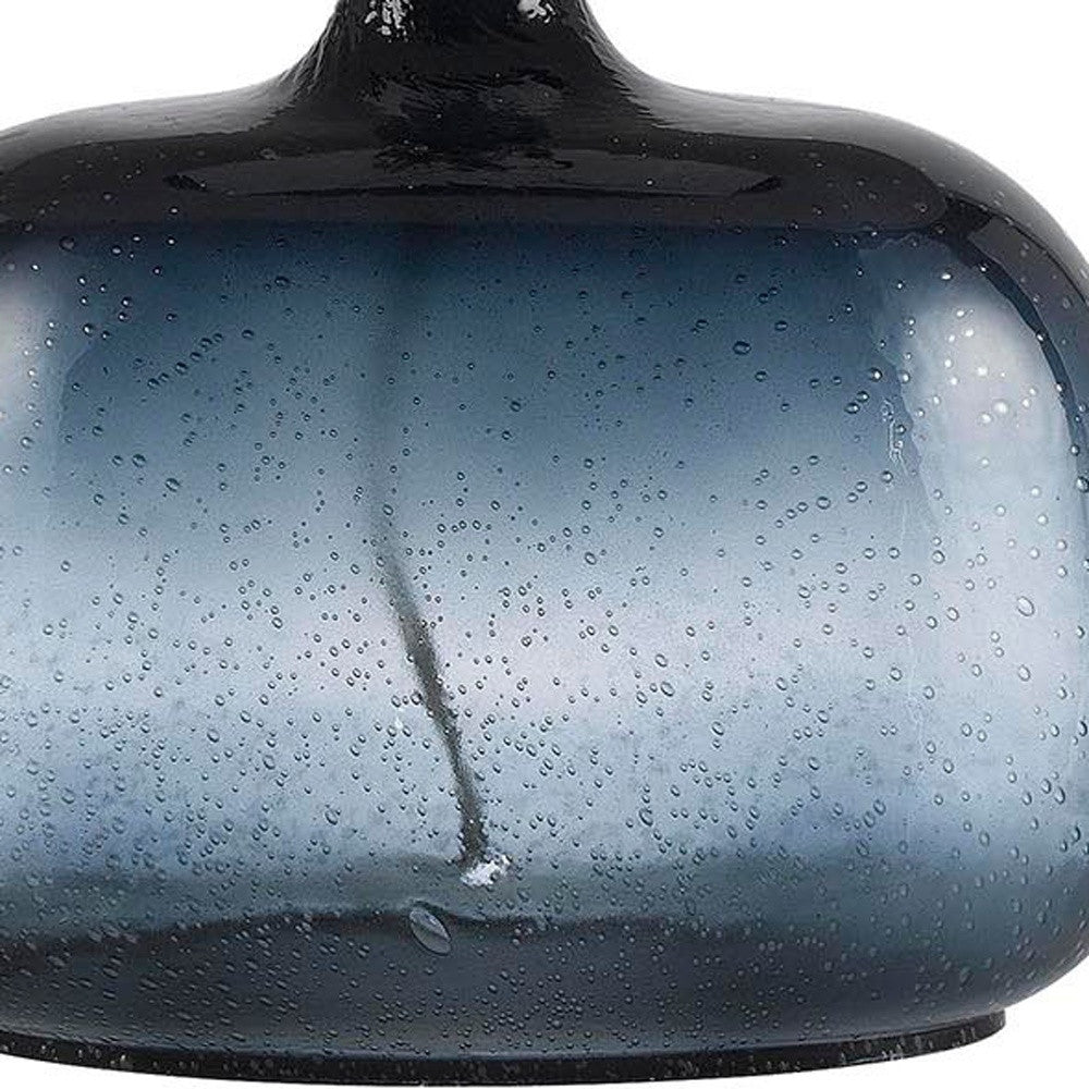 24" Dark Blue Glass Table Lamp With White Novelty Shade - GreatEagleInc