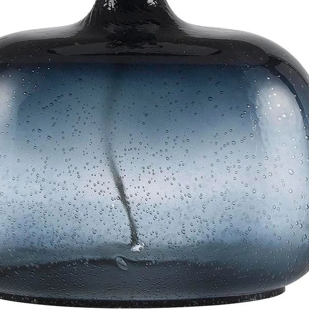 24" Dark Blue Glass Table Lamp With White Novelty Shade - GreatEagleInc