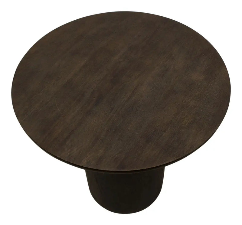 24" Dark Brown Distressed Solid Wood Round Pedestal End Table Homeroots Living Room