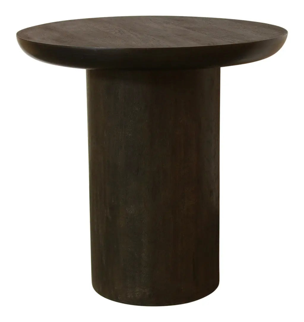 24" Dark Brown Distressed Solid Wood Round Pedestal End Table Homeroots Living Room