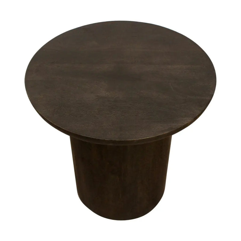 24" Dark Brown Distressed Solid Wood Round Pedestal End Table Homeroots Living Room