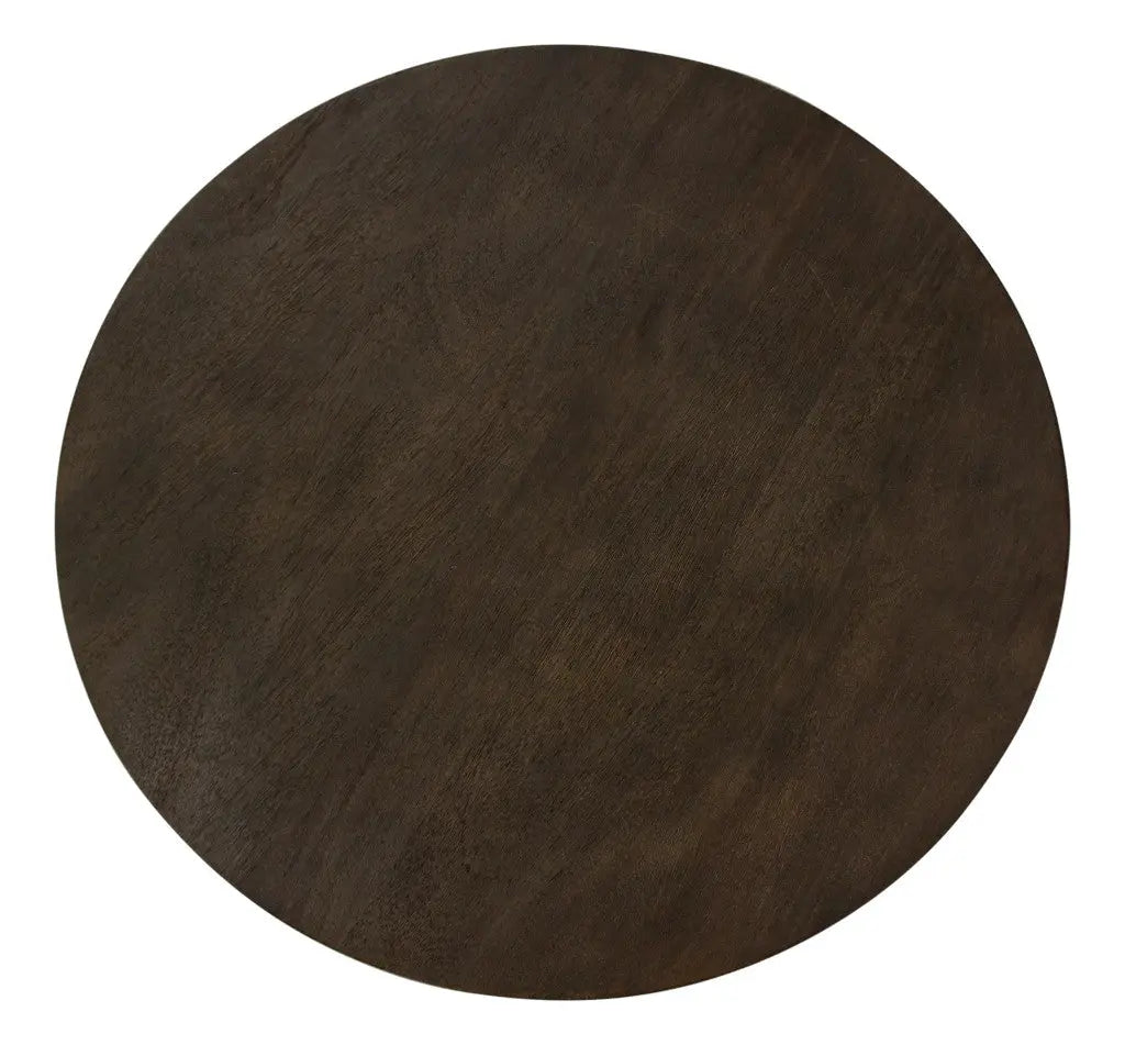 24" Dark Brown Distressed Solid Wood Round Pedestal End Table Homeroots Living Room