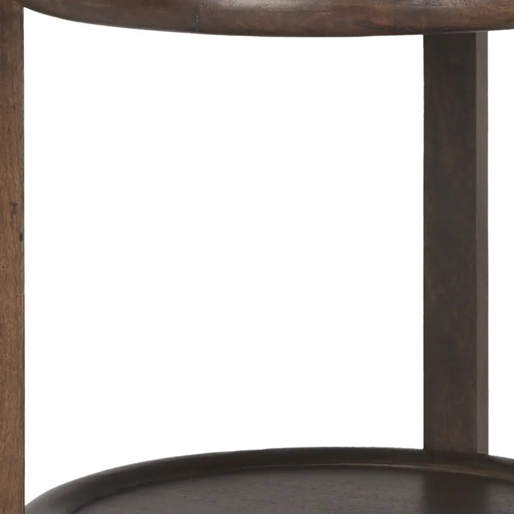 24" Dark Brown Solid Wood Tray Table Homeroots Living Room