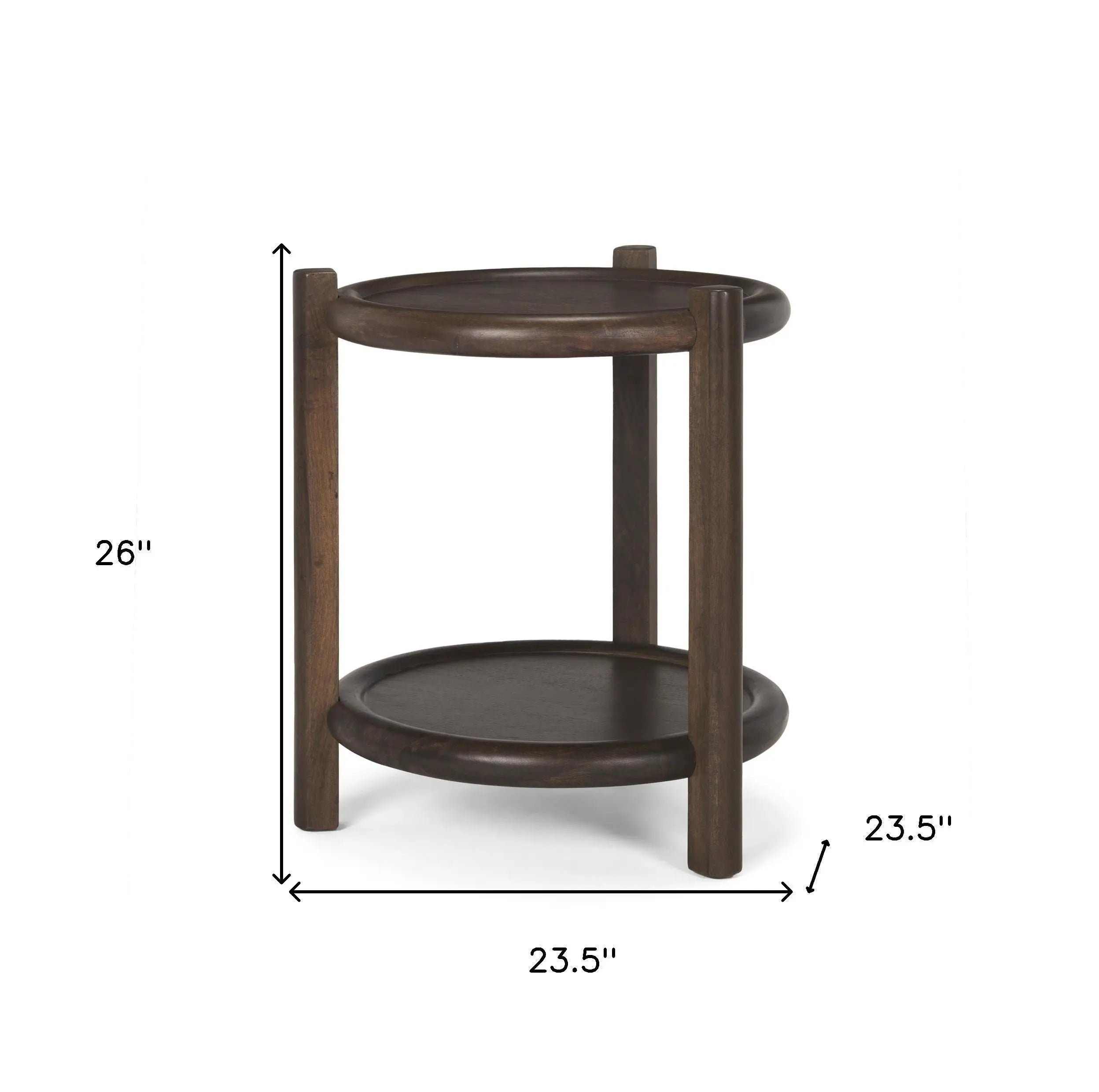 24" Dark Brown Solid Wood Tray Table Homeroots Living Room