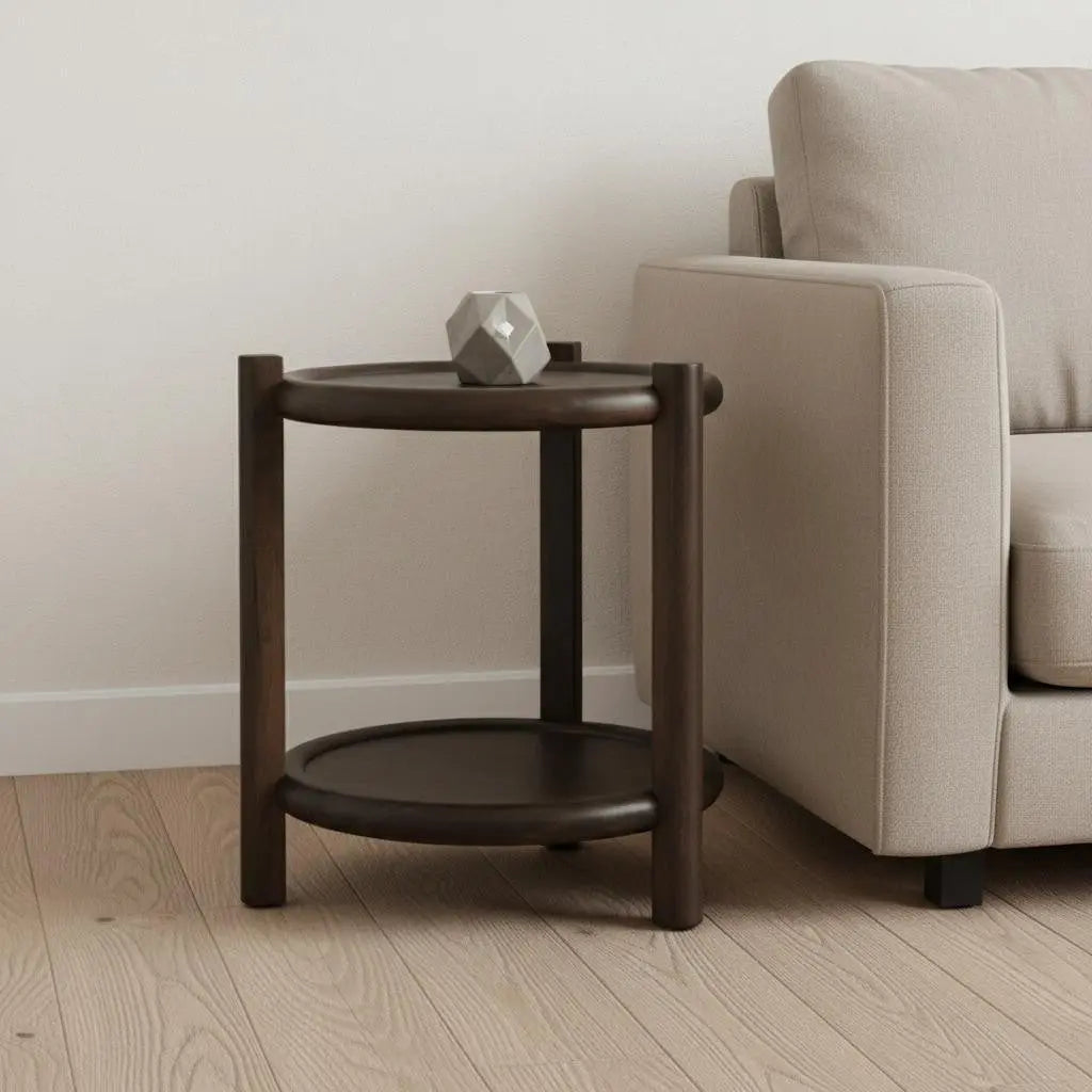 24" Dark Brown Solid Wood Tray Table Homeroots Living Room
