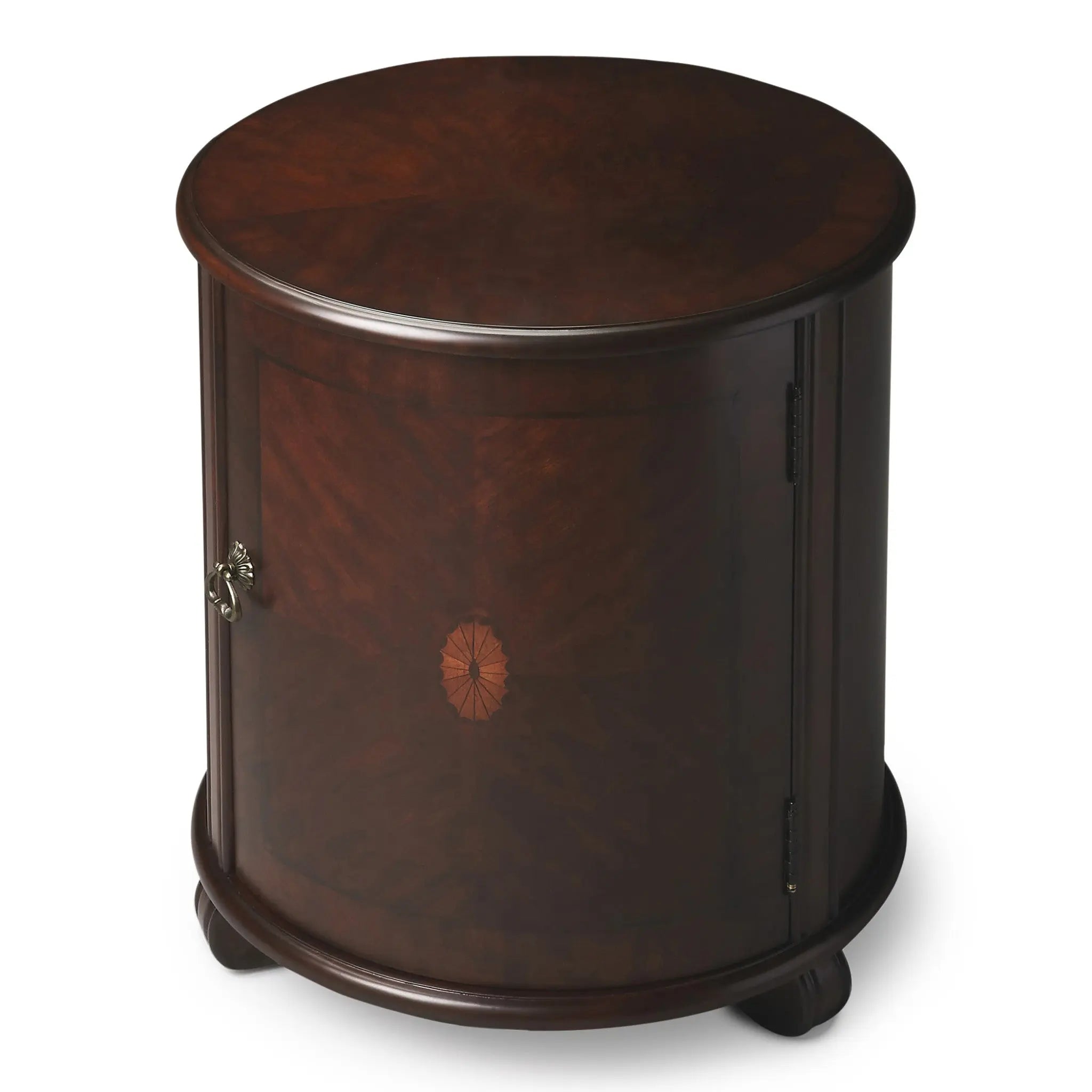 24" Dark Brown Wood Round Drum End Table Homeroots Living Room