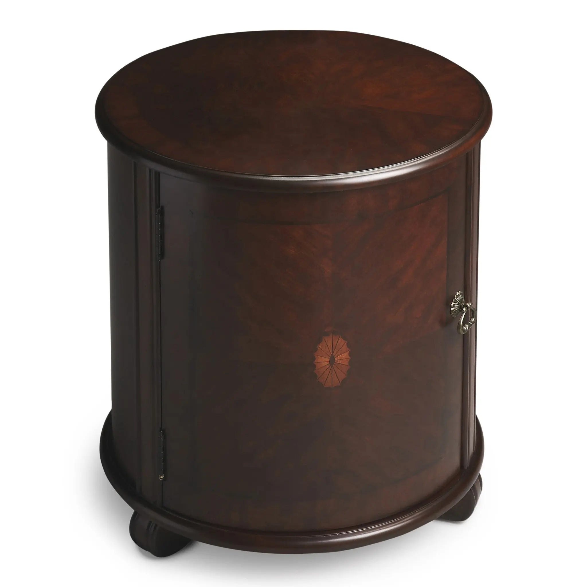 24" Dark Brown Wood Round Drum End Table Homeroots Living Room