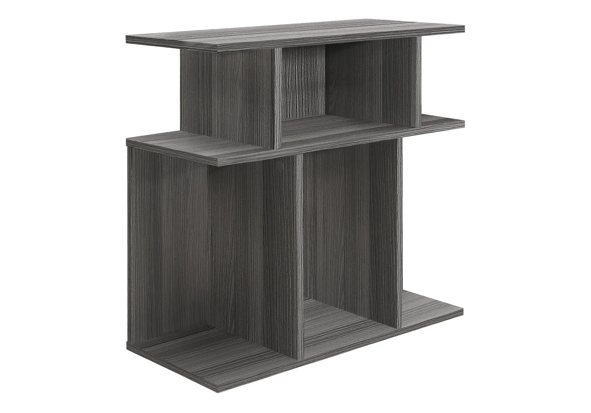 24" Dark Gray Wood End Table With Six Open Shelves Homeroots Living Room