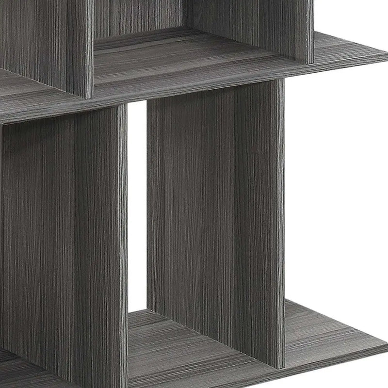 24" Dark Gray Wood End Table With Six Open Shelves Homeroots Living Room