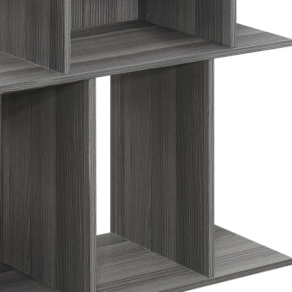24" Dark Gray Wood End Table With Six Open Shelves Homeroots Living Room