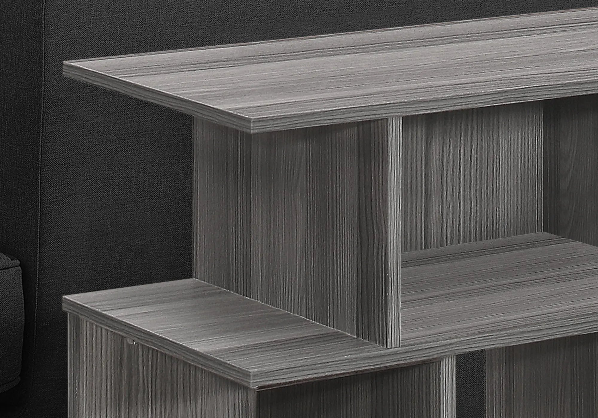 24" Dark Gray Wood End Table With Six Open Shelves Homeroots Living Room