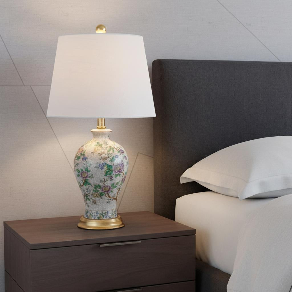 24" Gold And Off White Urn Table Lamp With Empire Shade Homeroots Lighting