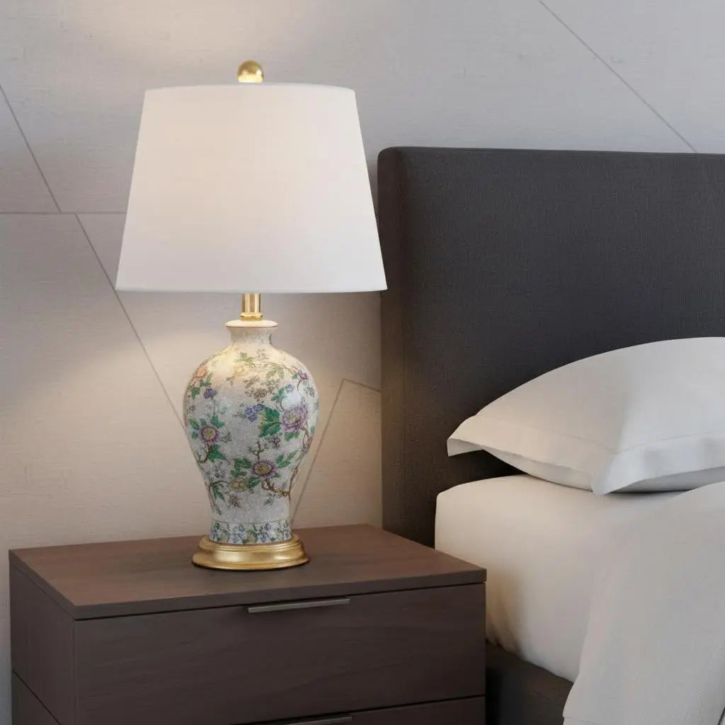 24" Gold And Off White Urn Table Lamp With Empire Shade Homeroots Lighting