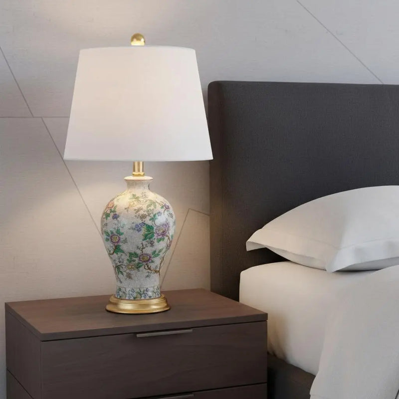 24" Gold And Off White Urn Table Lamp With Empire Shade Homeroots Lighting