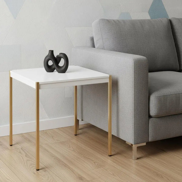 24" Gold And White Manufactured Wood Square End Table Homeroots Living Room