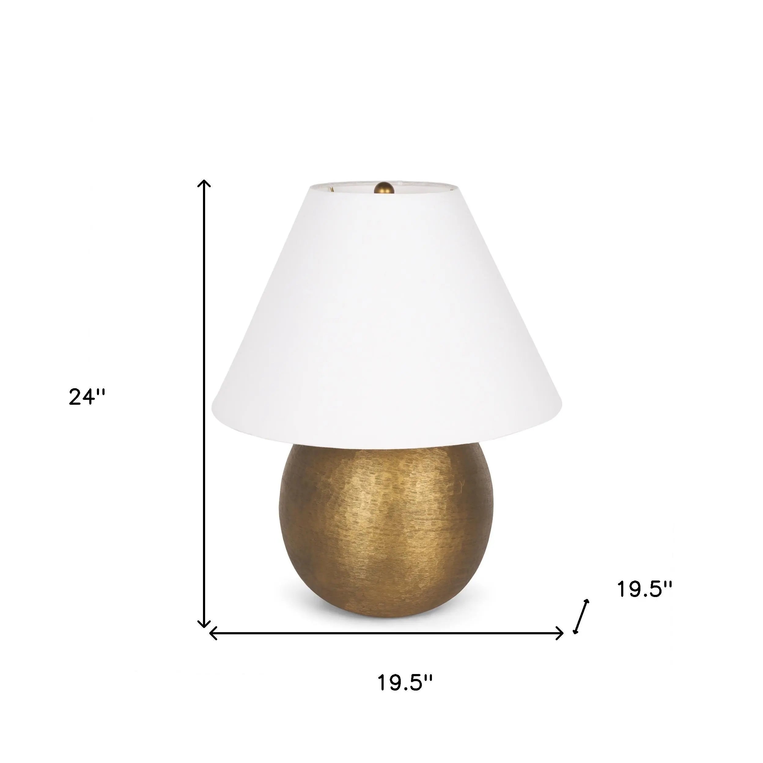 24" Gold Round Bedside Lamp With Empire Shade Homeroots Lighting