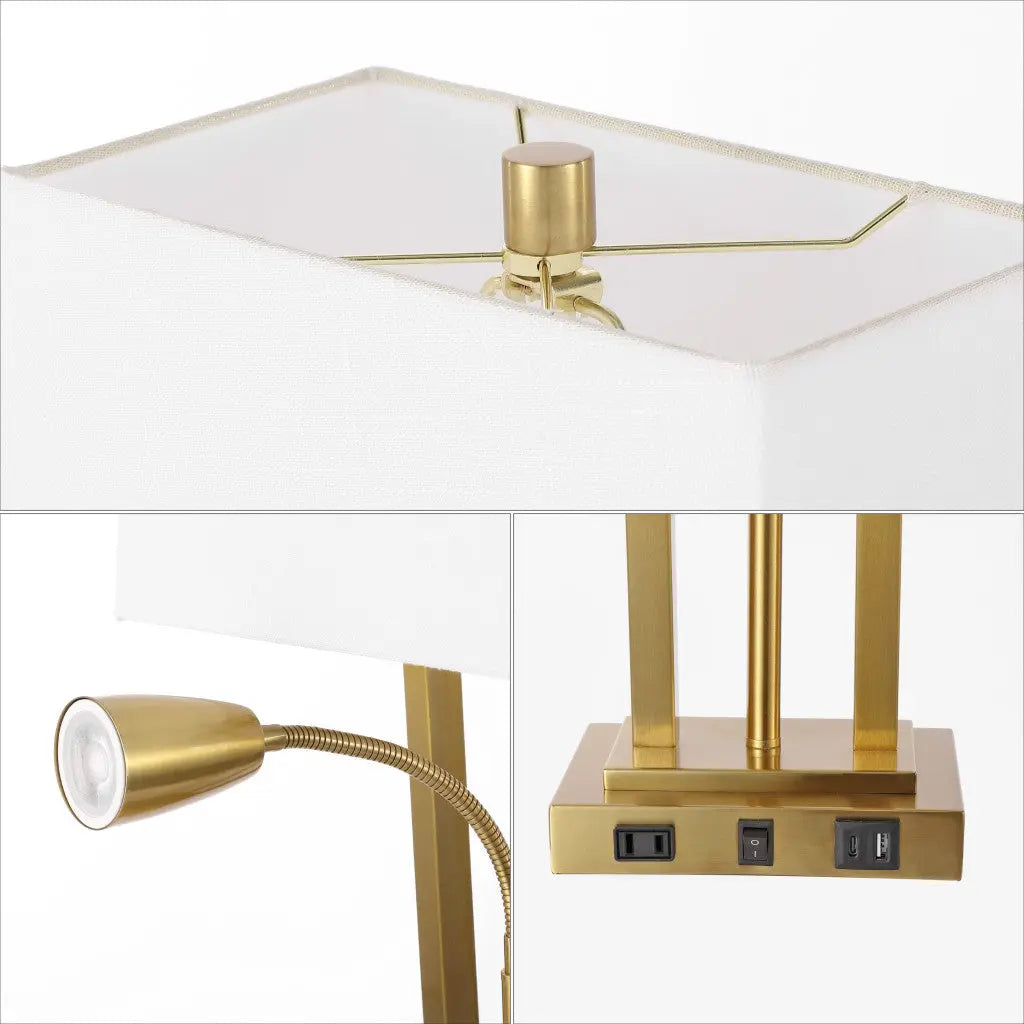 24" Gold Swing Arm Novelty Table Lamp With Shade Homeroots Lighting