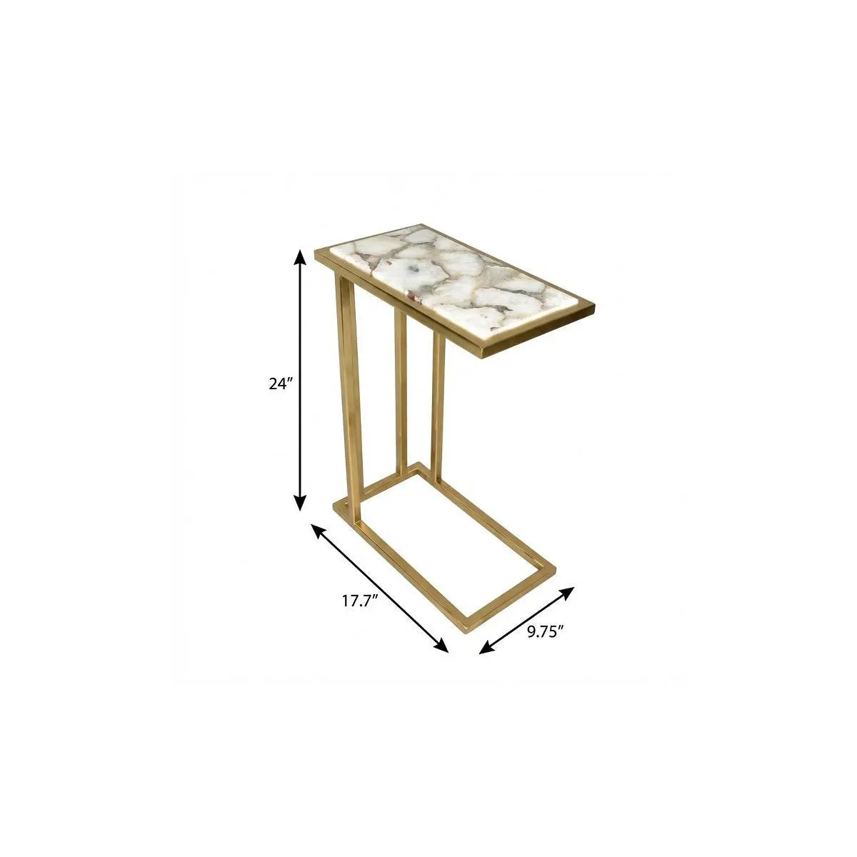 24" Gold and Ivory Marble and Iron End Table Homeroots Living Room