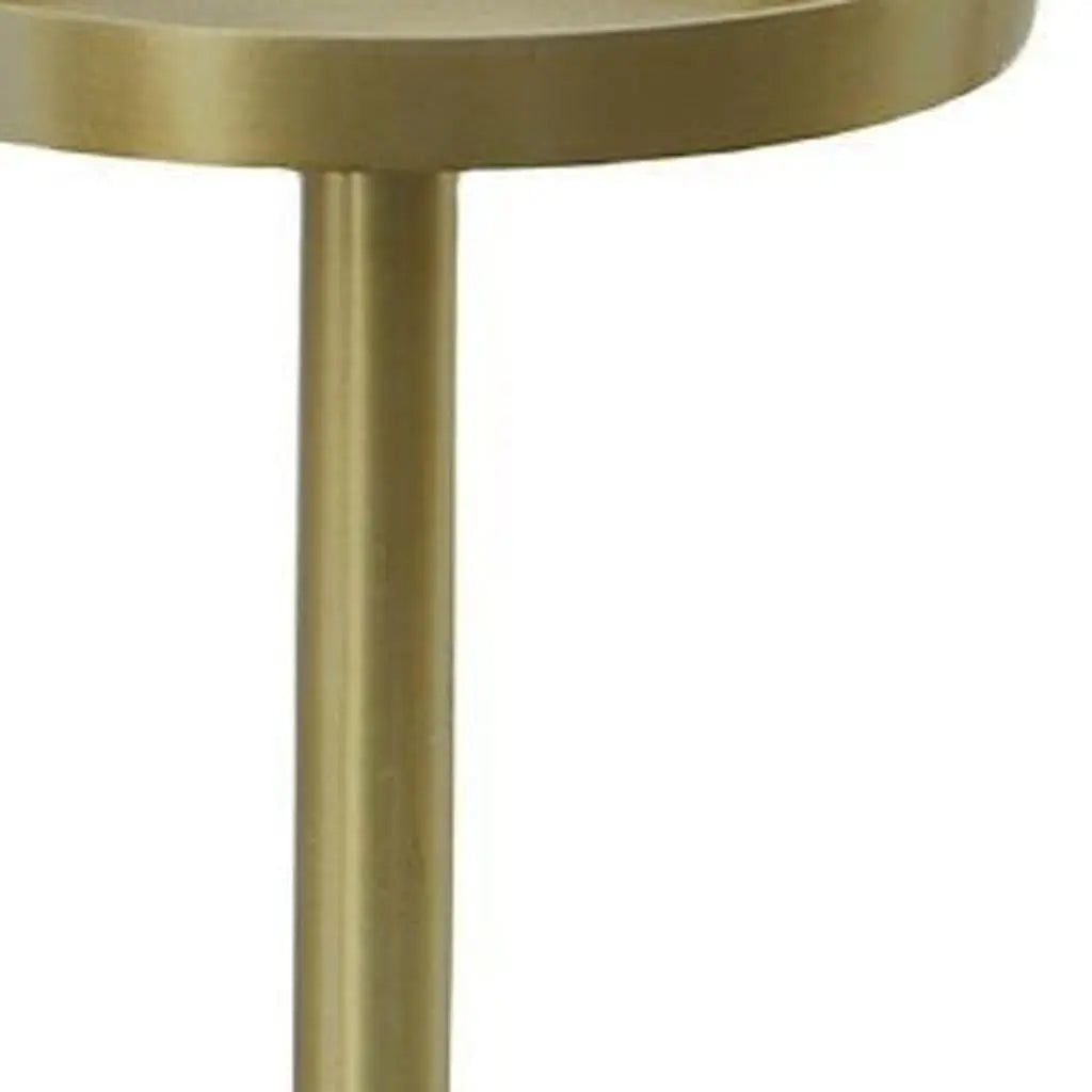 24" Gold and White Metal Round Pedestal End Table Homeroots Living Room